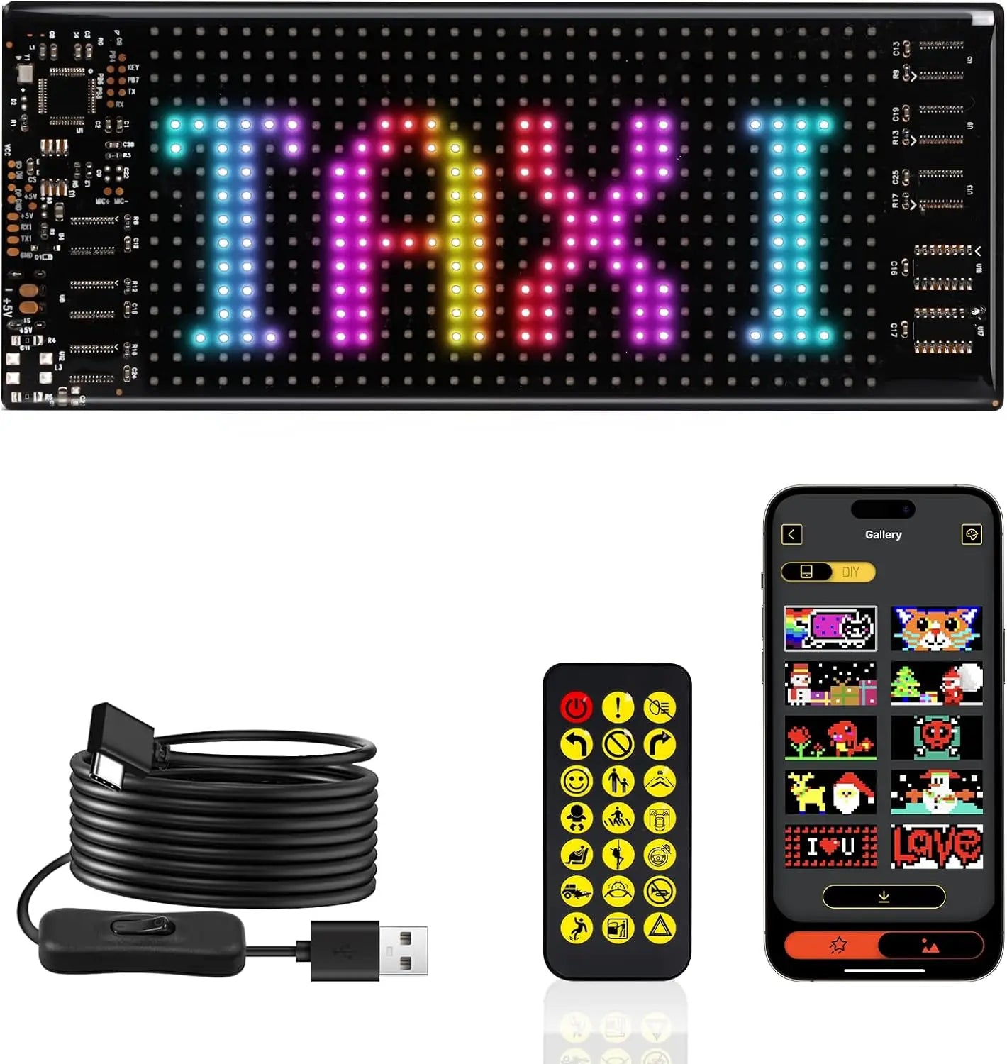 Halloween LED Matrix Pixel Panel RGB Pattern Graffiti Scrolling Text Animation Display DIY Advertising Screen Christmas Party